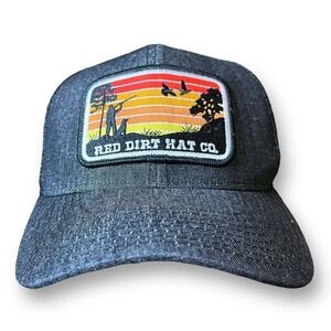 Red Dirt Hat Co. Trucker Hat Charcoal Embroidered Patch Mesh Back Snap Back Cap